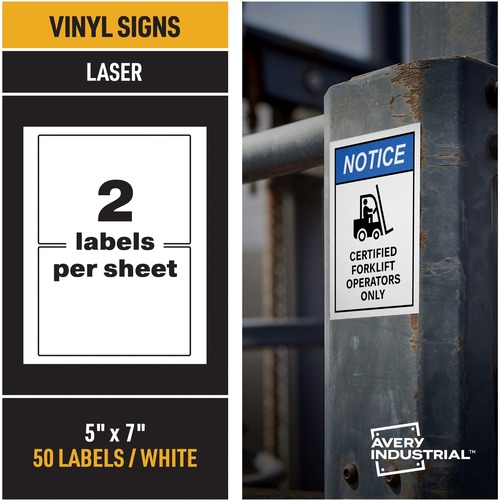 Avery® Adhesive Printable Vinyl Signs 5" Width x 7" Length