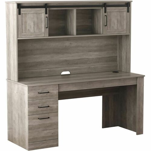 Realspace® Peakwood 63"W Desk With Hutch And Wireless Charging, Smoky