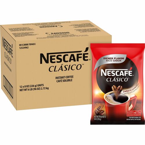 Nescafe Clasico Dark Roast Instant Coffee Dark 128 oz 12 / Carton