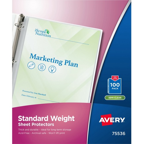 Avery® Economy Recycled Sheet Protectors Acidfree, ArchivalSafe