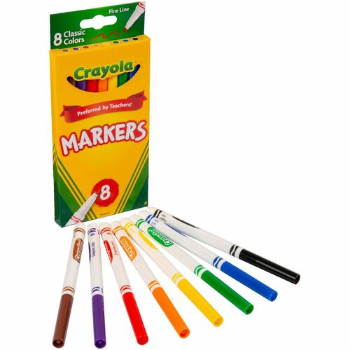 Crayola Fine Tip Classic Markers Fine Marker Point Assorted, Orange, Yellow, Green, Blue