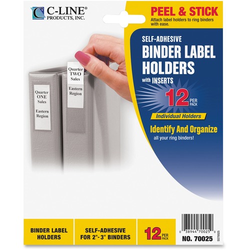 CLine SelfAdhesive Binder Label Holders For 23 inch Ring Binders