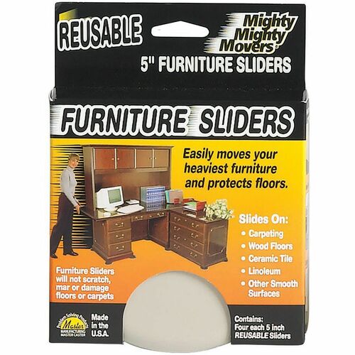 Mighty Mighty Movers Furniture Sliders, Reusable 5" dia., Polymer