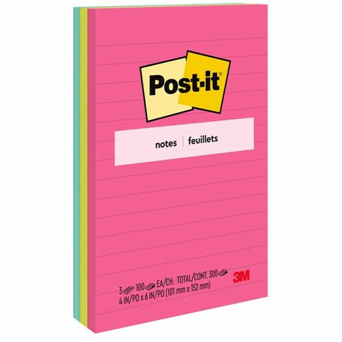 Postit® Lined Notes Poptimistic Color Collection 300 4" x 6