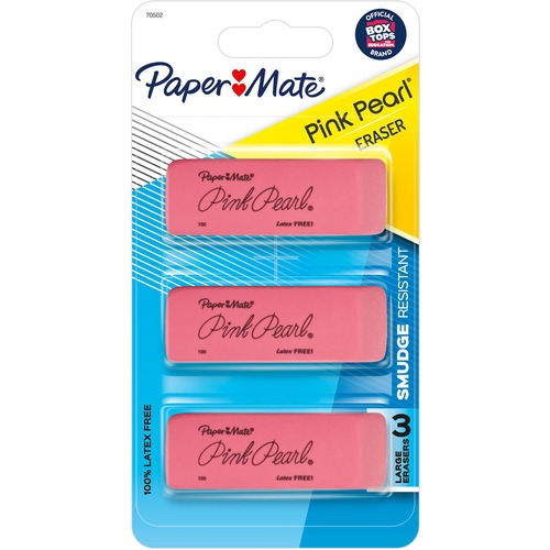 Paper Mate Pink Pearl Eraser Pink Rubber 3 / Pack Selfcleaning