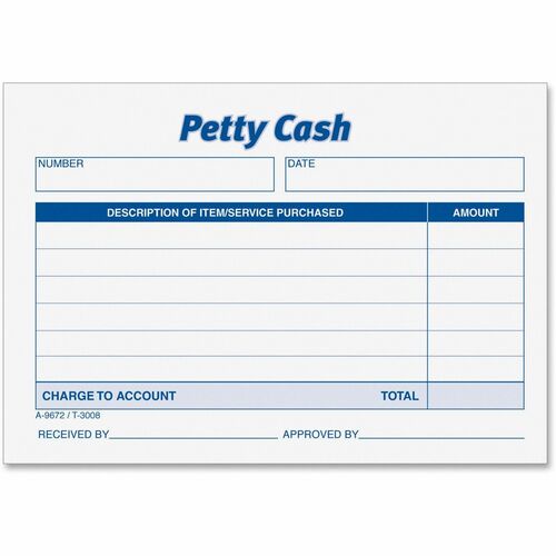 TOPS Received of Petty Cash Forms Receipts/Petty Cash Book TOPS