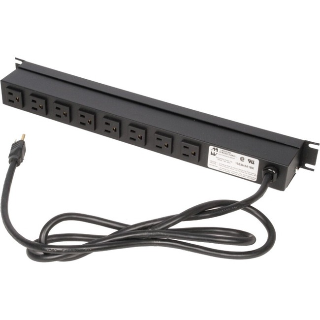 15AMP POWER STRIP WITH 6FT CORD. 8 RECEPTICLES REAR FACING. NEMA 515
