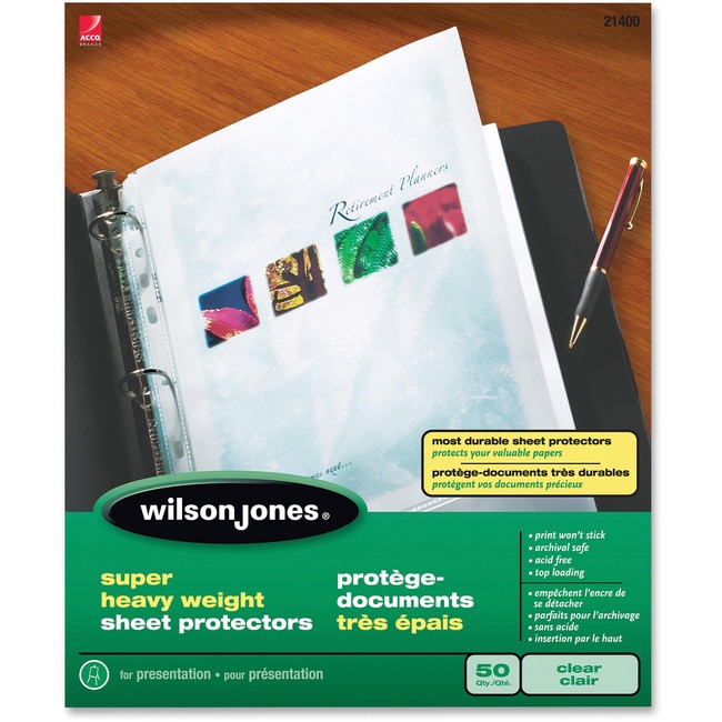 Wilson Jones® Super Heavy Weight TopLoading Sheet Protectors, Non