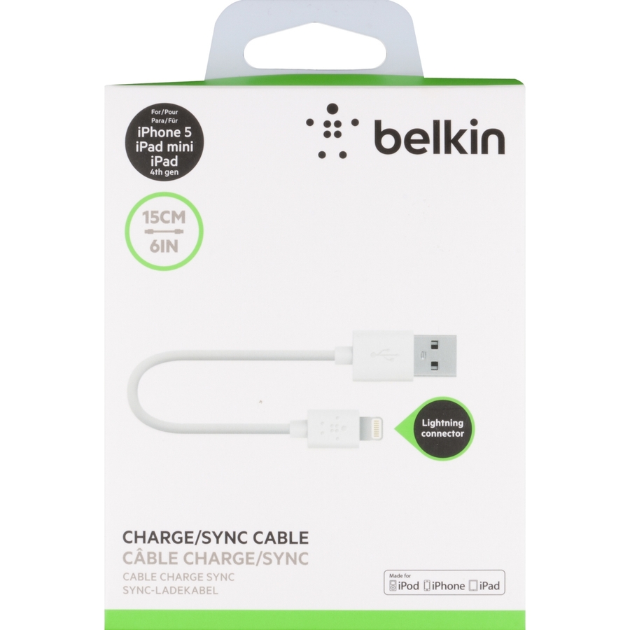 Belkin Lightning/USB Data Transfer Cable for iPad, iPhone, iPod 15 cm