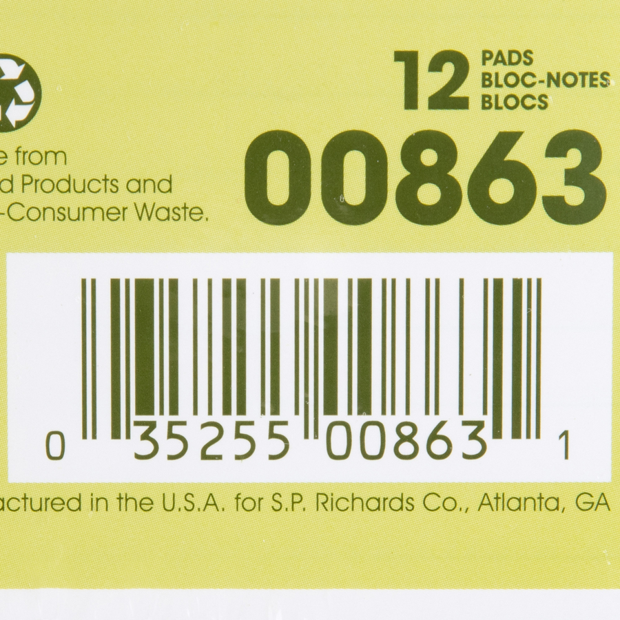 Nature Saver 100 Recycled White Jr. Rule Legal Pads Jr.Legal