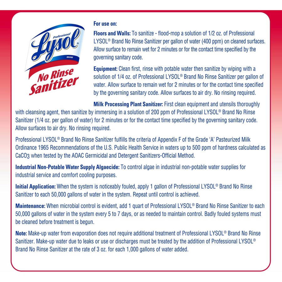 Professional Lysol No Rinse Sanitizer Concentrate 128 fl oz (4