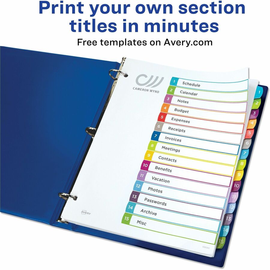 Avery® Ready Index Custom TOC Binder Dividers 15 x Divider(s) 115
