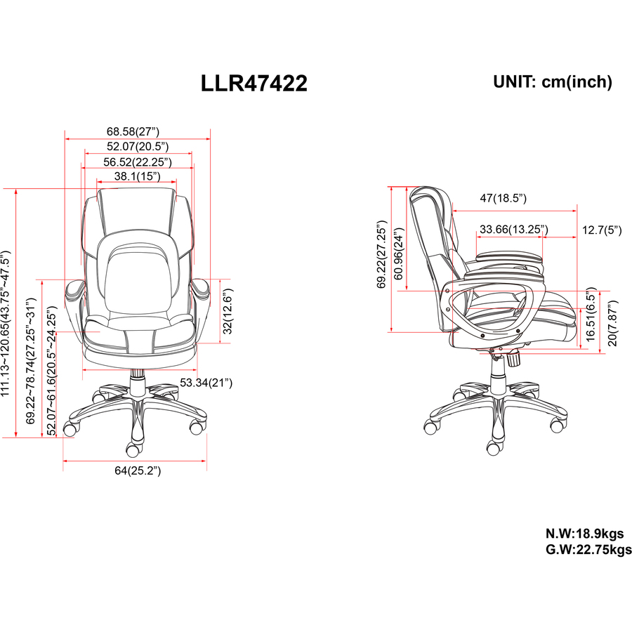 Lorell Wellness by Design Accucel Executive Office Chair Parker's