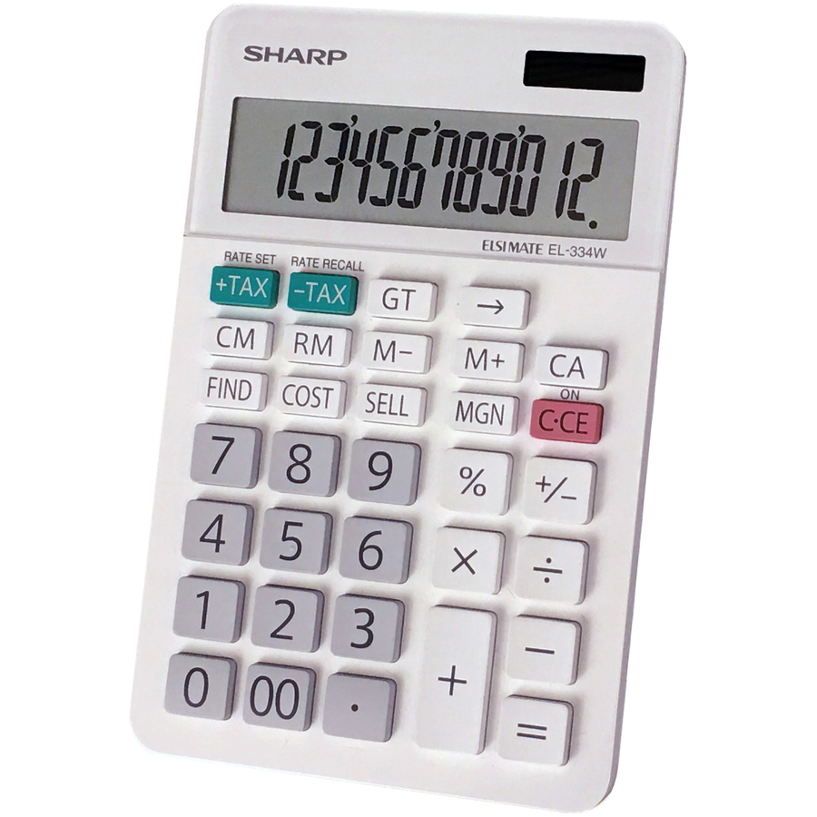Sharp EL334WB 12 Digit Professional Large Desktop Calculator with Kick
