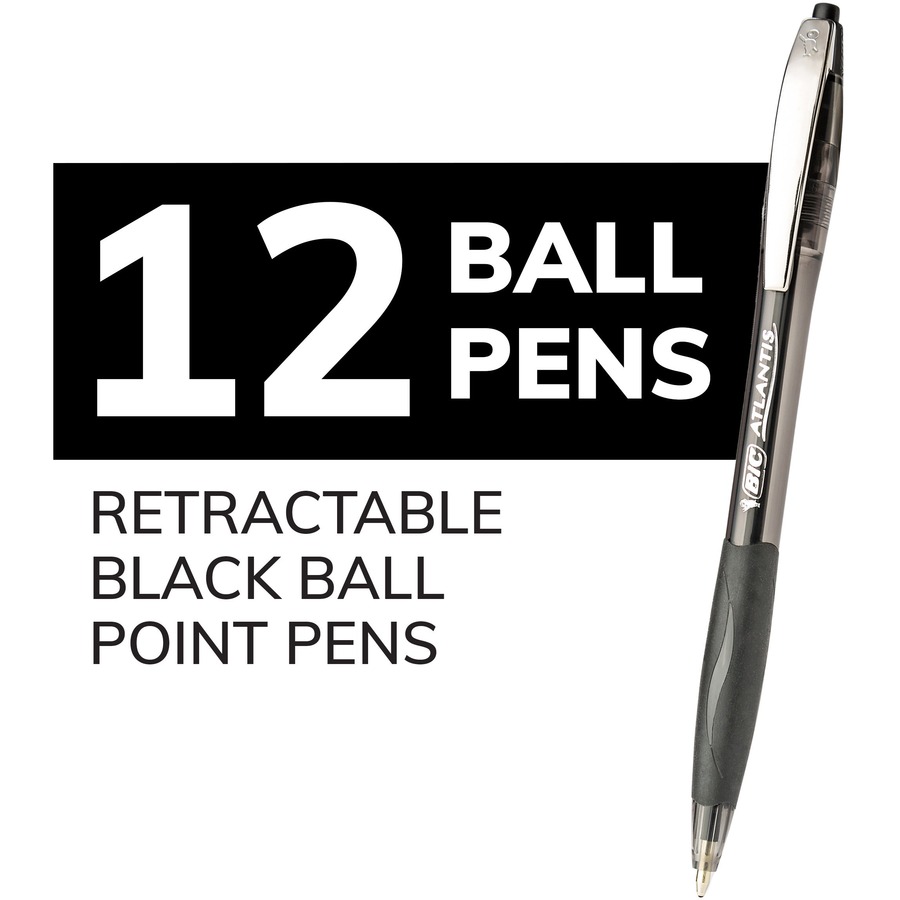 BIC Glide Black Retractable Ballpoint Pens, Medium Point (1.0mm), 12