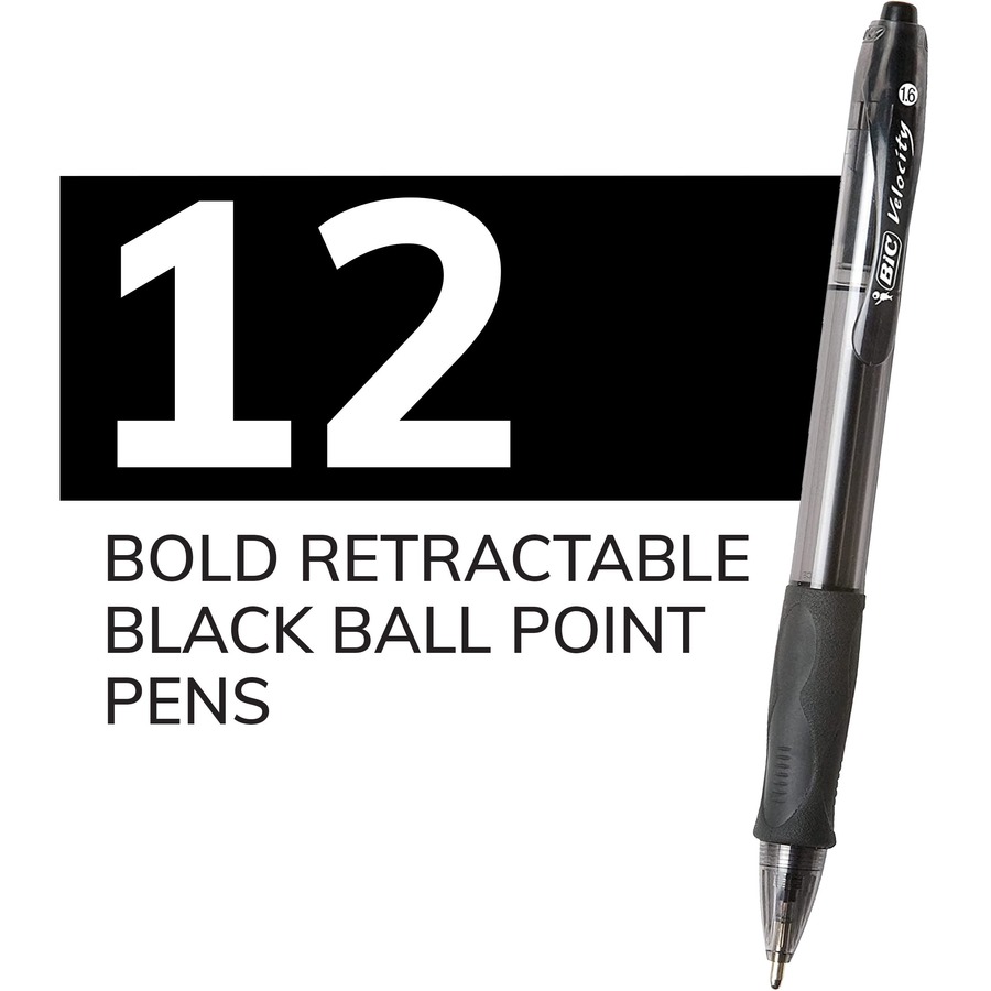 BIC Glide Bold Black Ballpoint Pens, Bold Point (1.6mm), 12Count Pack