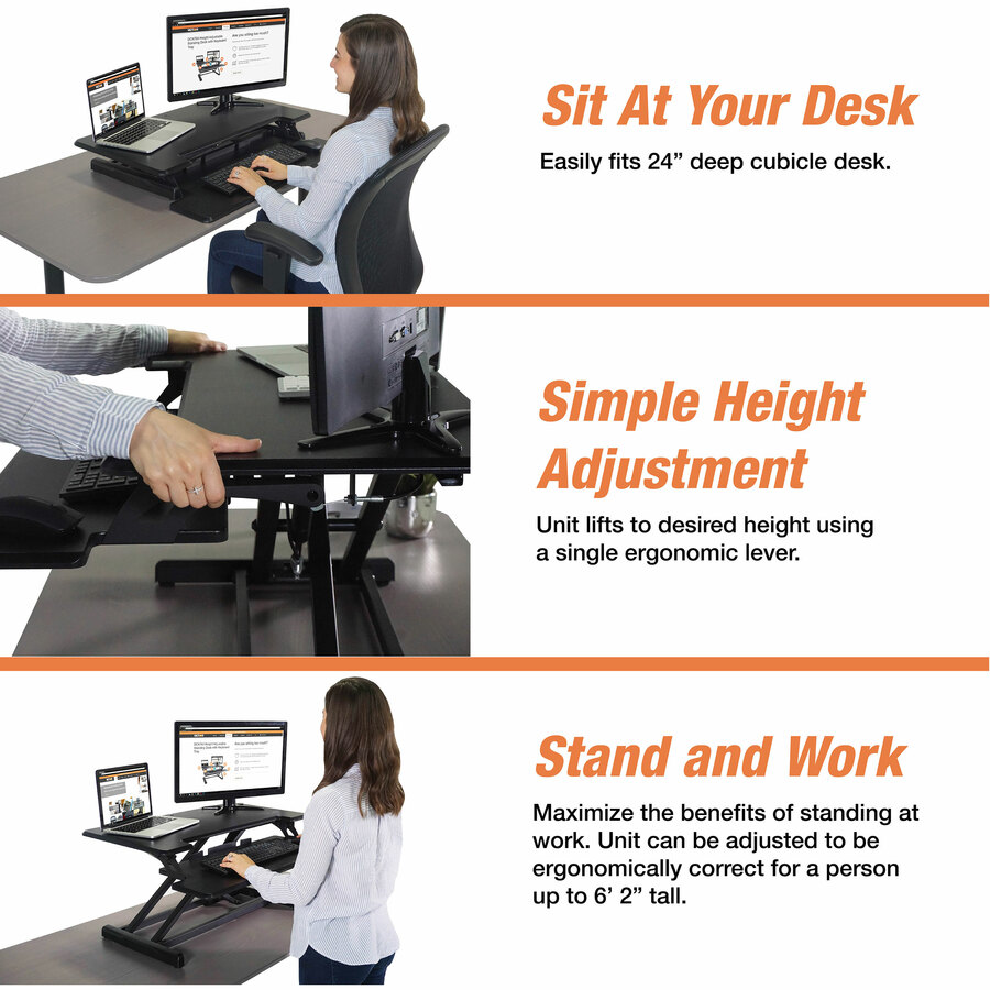 Victor High Rise Height Adjustable Compact Standing Desk with Keyboard
