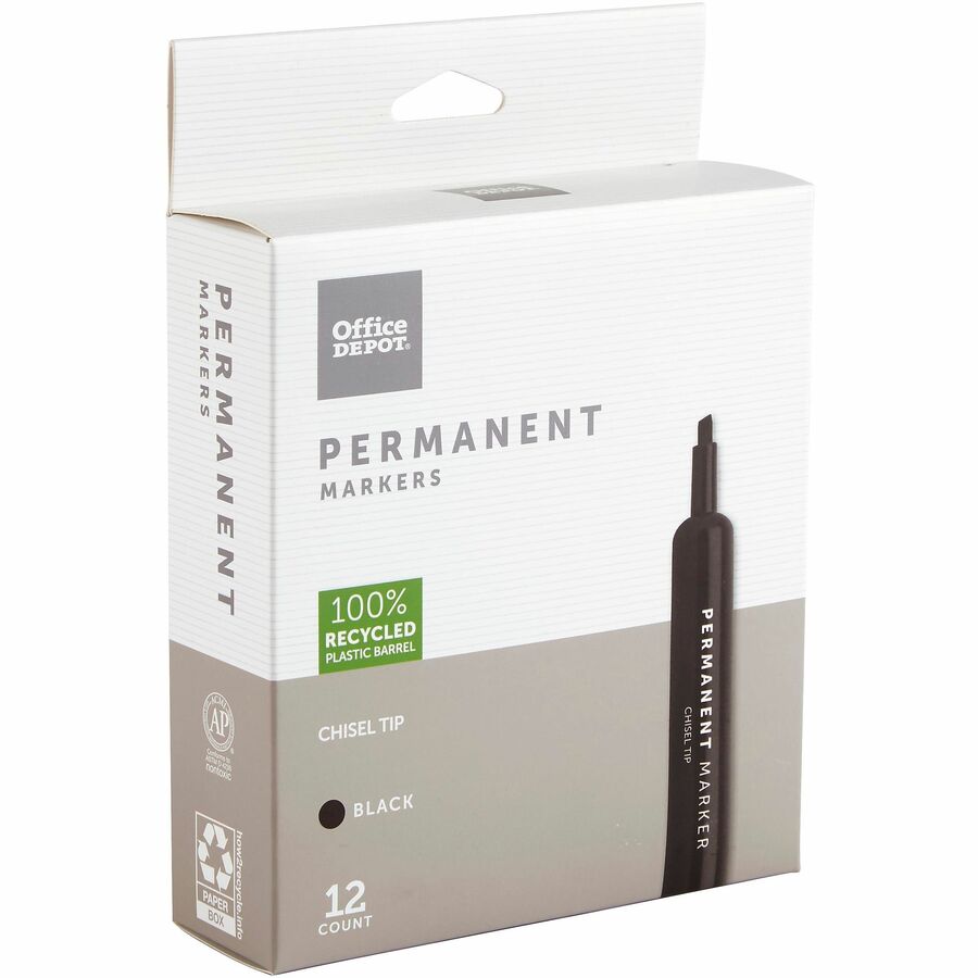 Office Depot® Brand Permanent Markers, Chisel Point, 100 Recycled