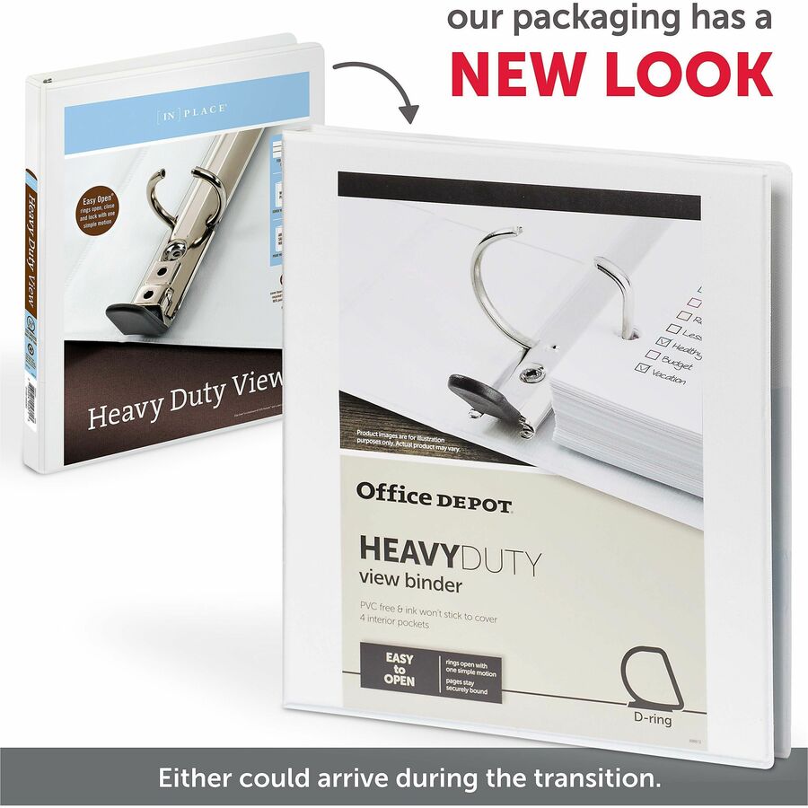 Office Depot® Brand HeavyDuty View 3Ring Binder, 4" DRings, 49
