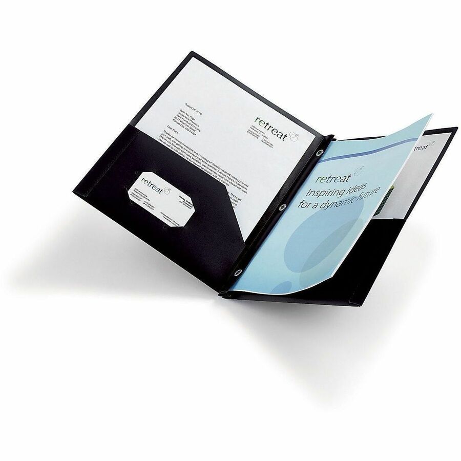 Office Depot® Brand 2Pocket SchoolGrade Poly Folder with Prongs, Letter Size, Black Pocket