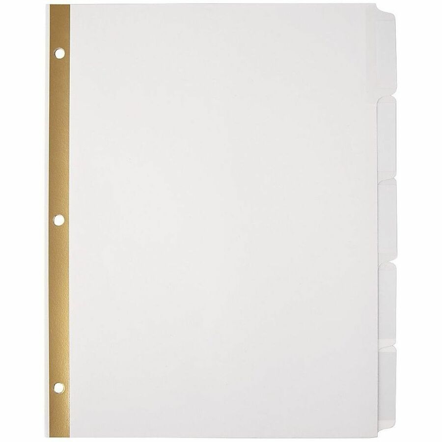 Office Depot Plain Dividers With Tabs And Labels, White, 5Tab, Pack Of