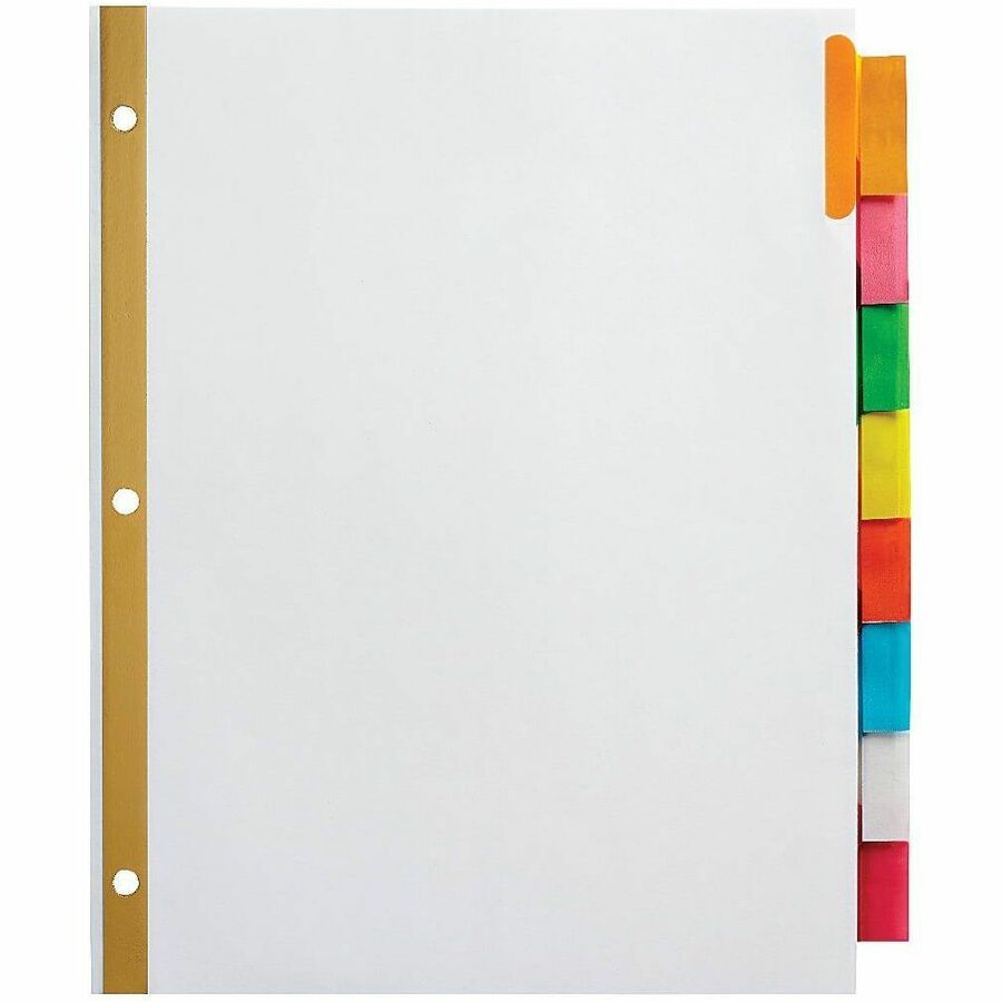 Office Depot® Brand Insertable Dividers With Big Tabs, White, Assorted Colors, 8Tab Dividers