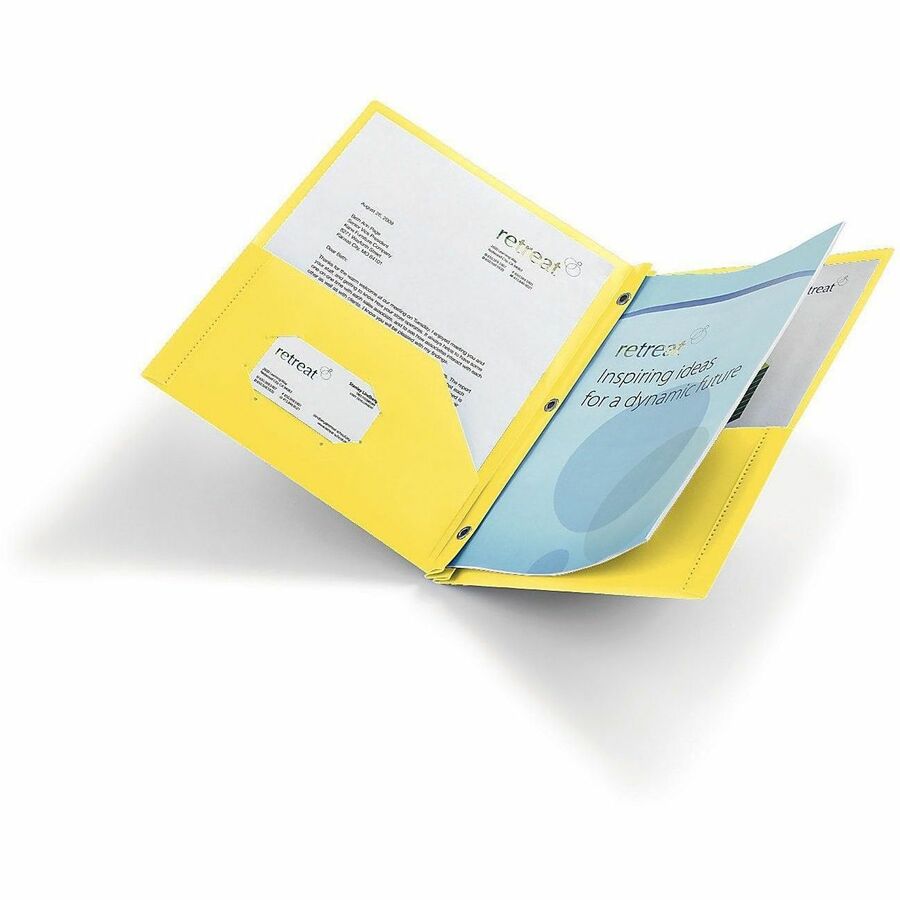 Office Depot® Brand 2Pocket SchoolGrade Poly Folder with Prongs, Letter Size, Yellow Pocket