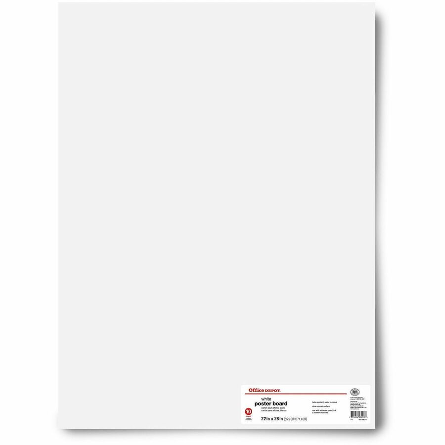 Office Depot® Brand Poster Board, 22" x 28" , White, Pack Of 10