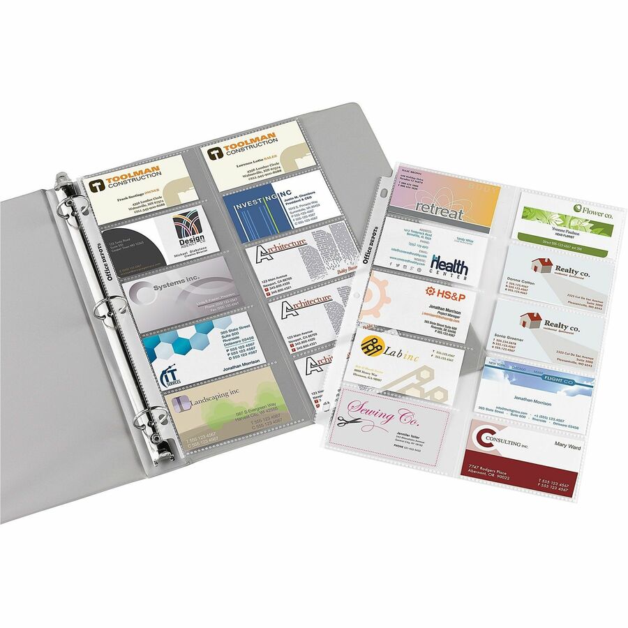 Office Depot® Brand Business Card Binder Pages, 81/2" x 11" , Clear