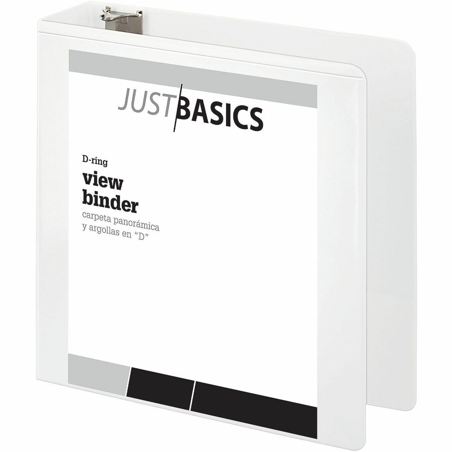 Just Basics; View 3Ring Binder, 3" DRings, White Binders Office Depot