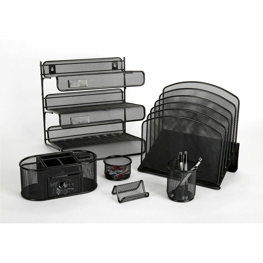 Office Depot; Brand Mesh Oval Desk Organizer, Black Desk Organizers