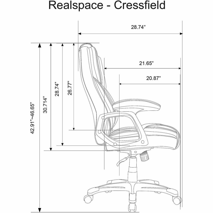 Realspace® Cressfield Bonded Leather HighBack Executive Chair, Black