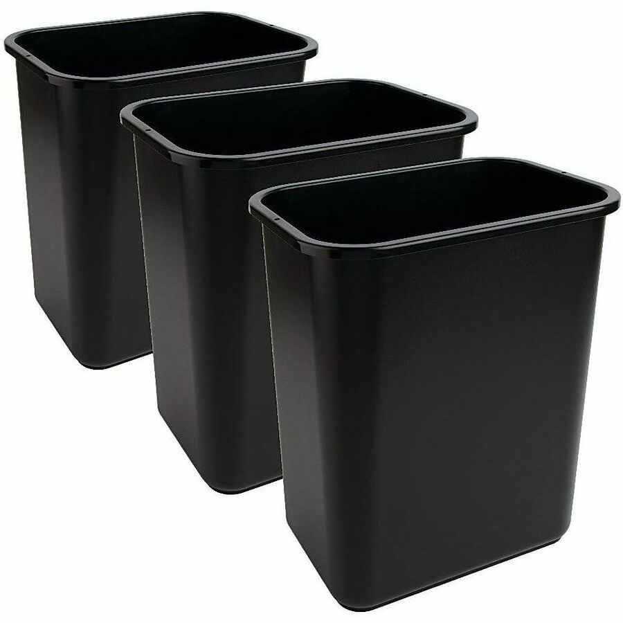 Highmark™ Wastebaskets, 6.5 Gallons, 141/4"H x 101/8"W x 15"D, Black