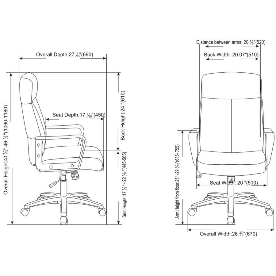 Lorell HighBack Bonded Leather Chair Black Bonded Leather Seat