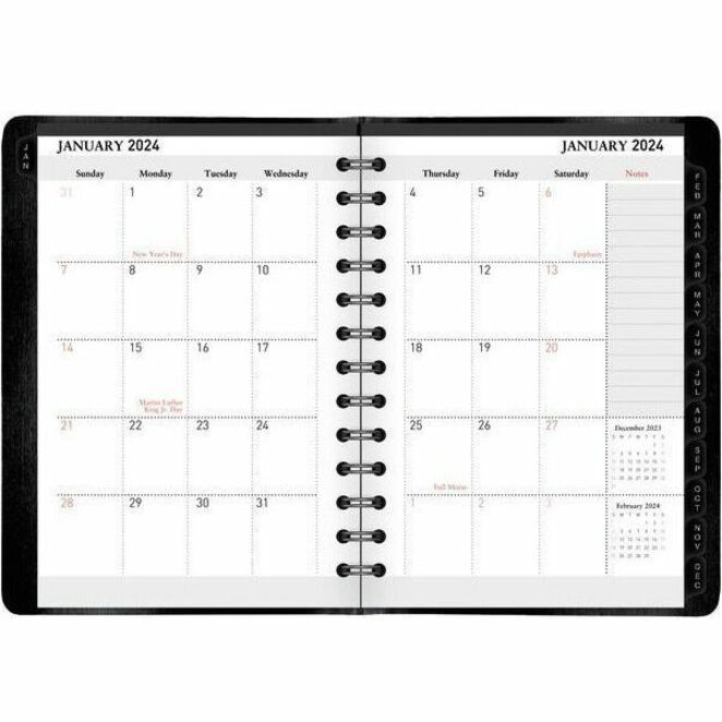 Office Depot Weekly/Monthly Planner, 4" x 6" ,Black, January to