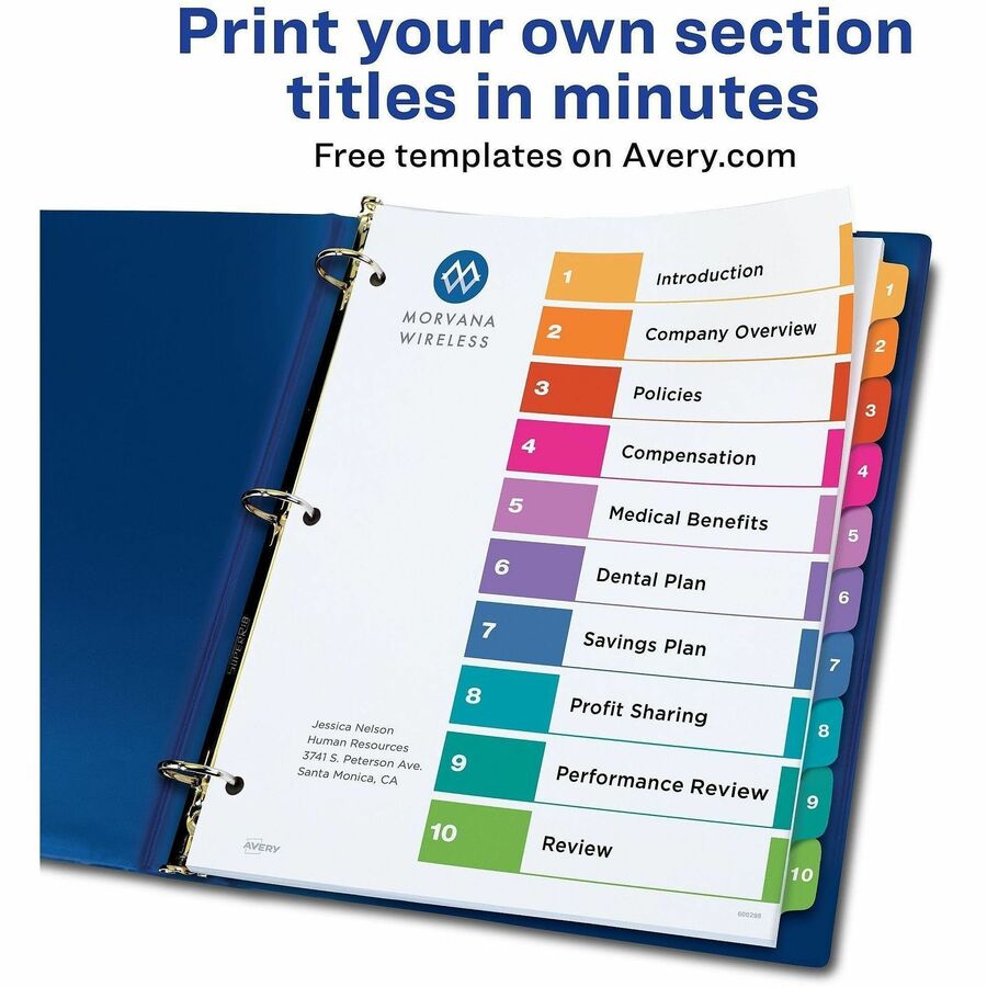 Avery® Ready Index Custom TOC Binder Dividers Index Divider Avery
