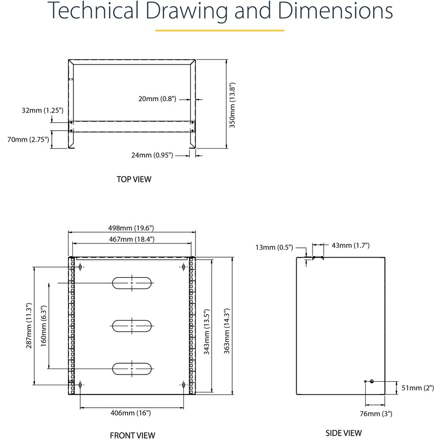 8U Wall Mount Rack, 14in Deep, 19 inch Wall Mount Network