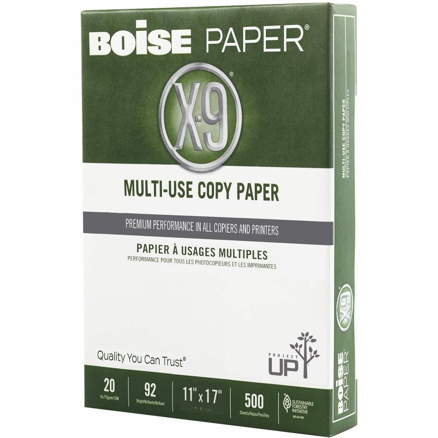 BOISE X9 MultiUse Copy Paper, 11" x 17" Ledger, 92 Bright White, 20 lb., 5 Ream Carton (2,500