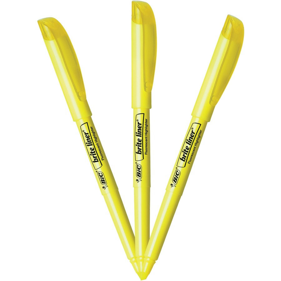 BIC Brite Liner Highlighters, Chisel Tip, 12Count Pack of Yellow