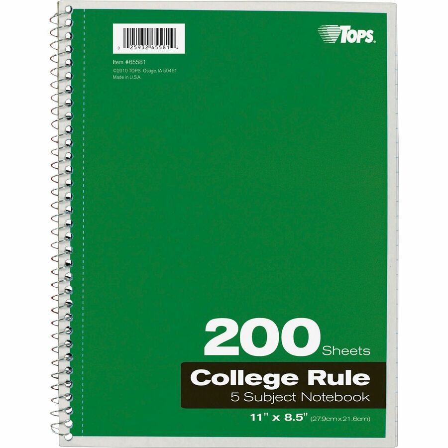 Oxford 5Subject College Ruled Notebook, 200 Sheets, Spiral Bound