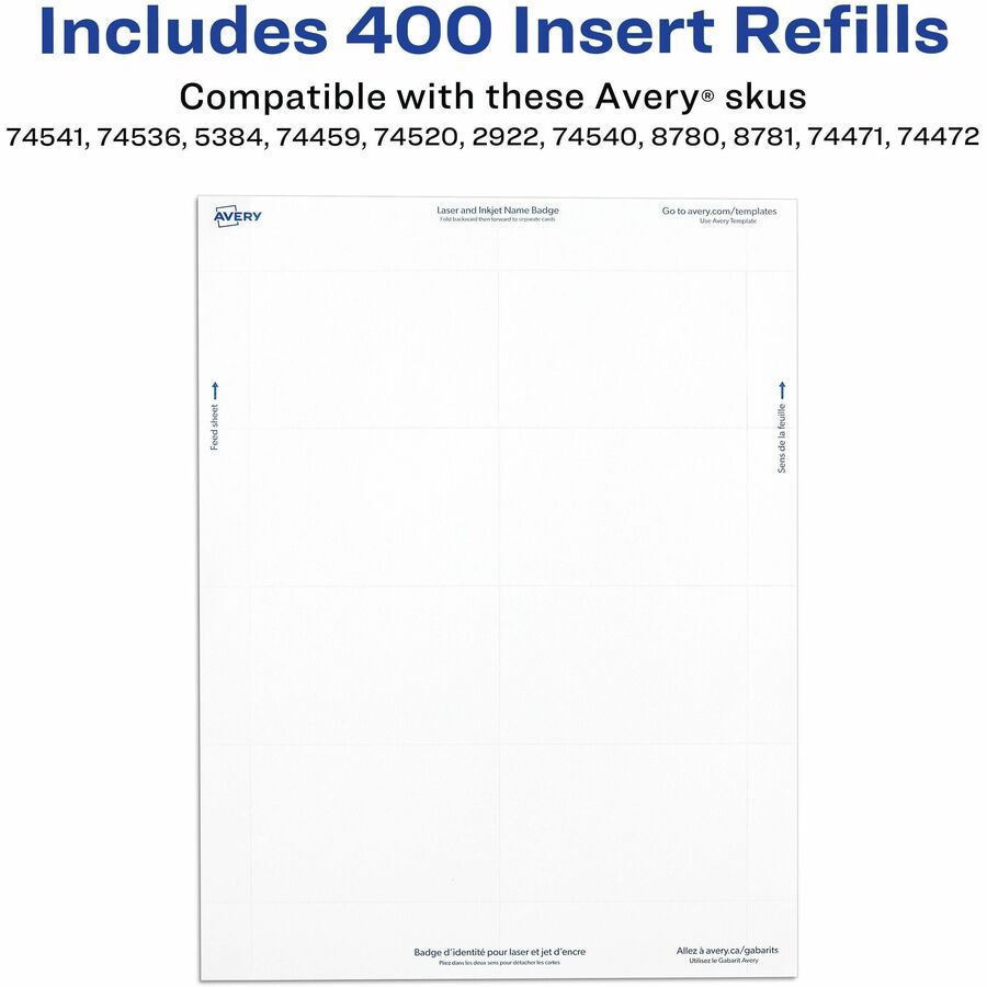 Avery 5392, Avery Name Badge Insert Refill, AVE5392, AVE (5392