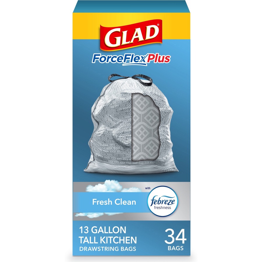 Glad ForceFlexPlus XL XLarge Kitchen Drawstring Trash Bags 13 gal