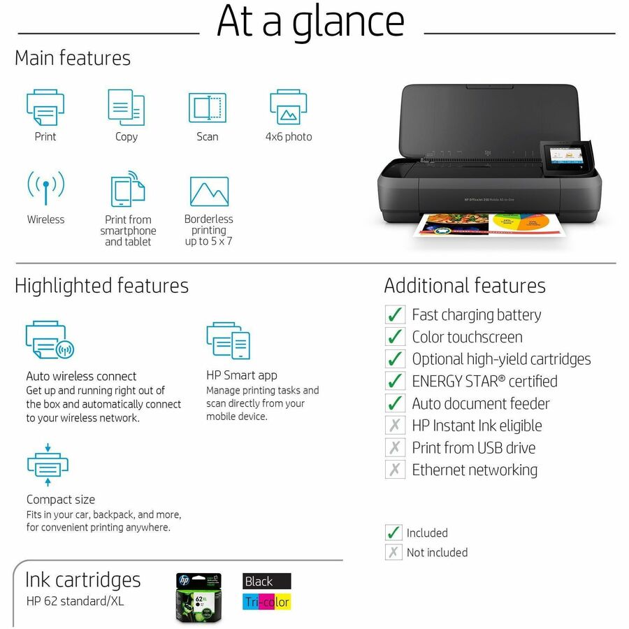 HP Officejet 250 Wireless Inkjet Multifunction Printer Color