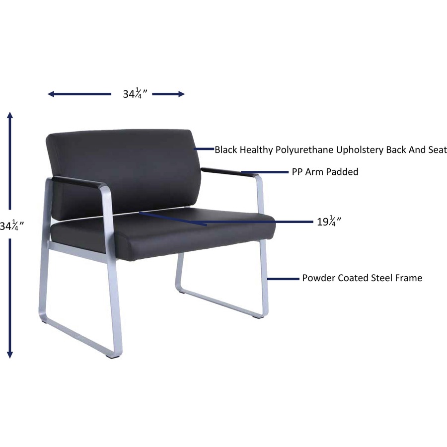 Lorell Healthcare Seating Bariatric Guest Chair Silver Powder Coated