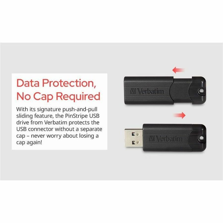 Verbatim 32GB PinStripe USB 3.0 Flash Drive, Business 10pk, Black 32
