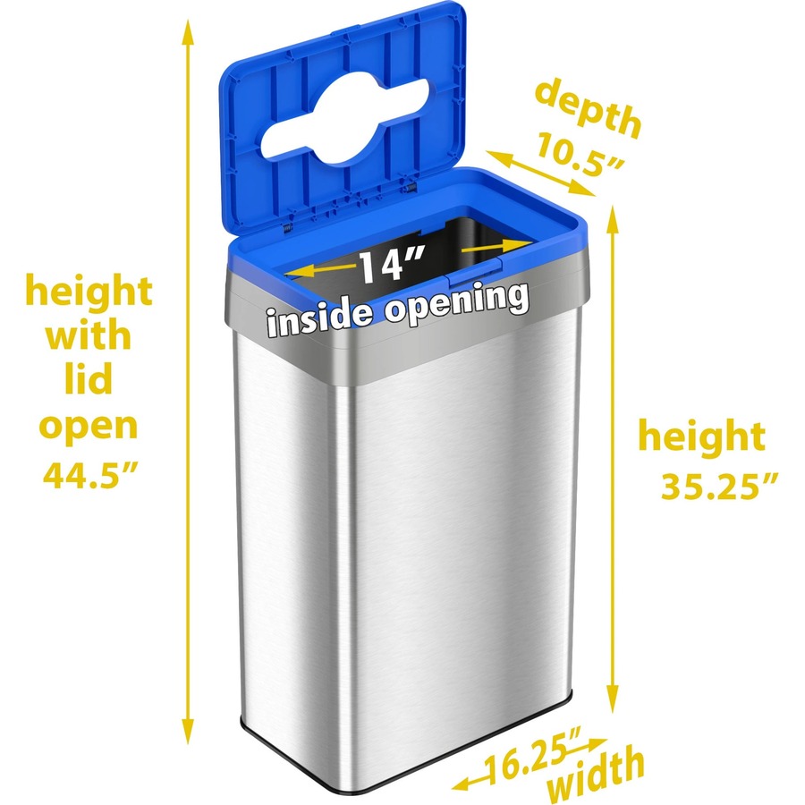 HLS Commercial Rectangular Open Top Recycle Bin/Lid Push Button