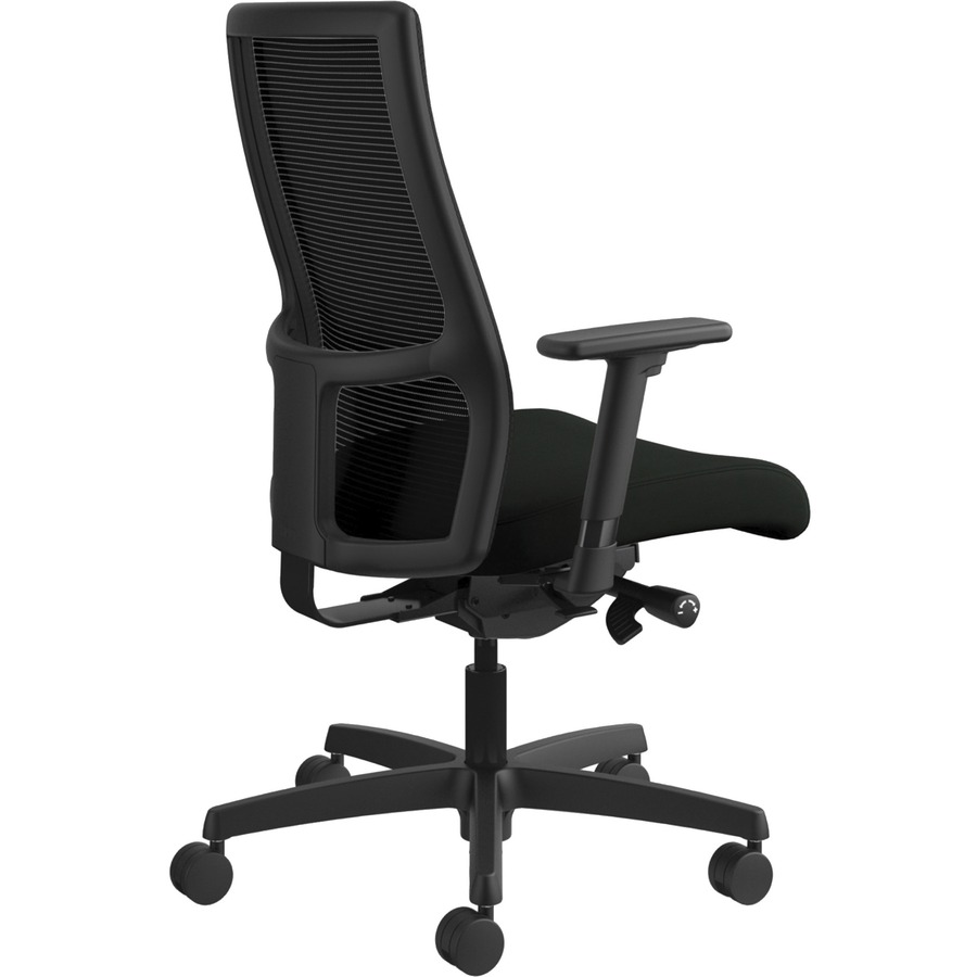 HON Ignition Chair Black Vinyl Seat Black Mesh Back Black Frame