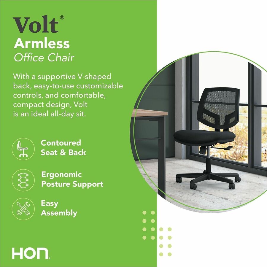 HON Volt Chair Black Fabric Seat Black Mesh Back Black Frame Black 1 Each