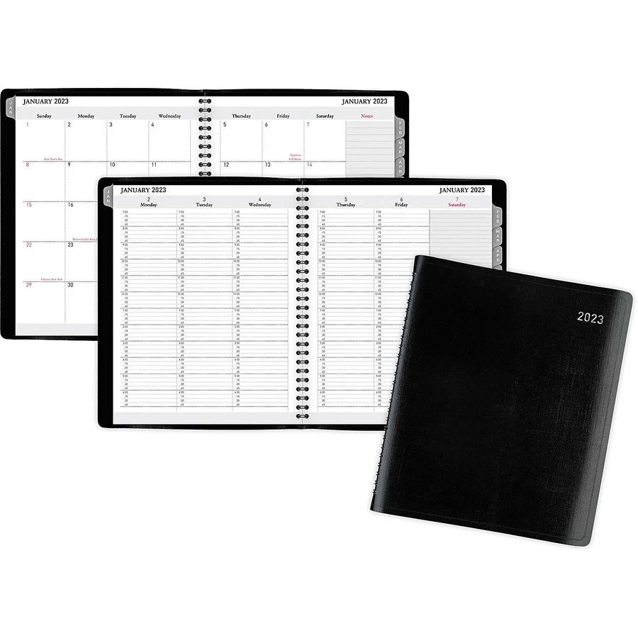 Office Depot® Brand Weekly/Monthly Planner, 7" x 9", Black, January To