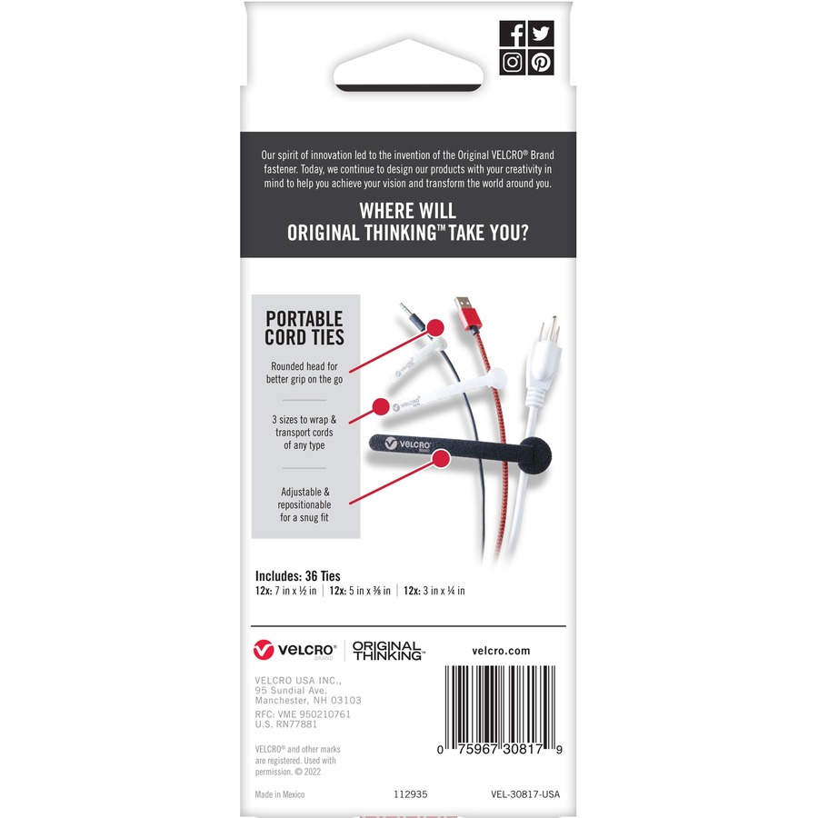 VELCRO® Portable Cord Ties Consumer Electronics & Accessories